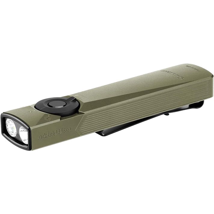 Olightstore Usa Inc ARKFELDULTRACLASS3R Arkflex EDC Flashlight Olive Aluminum White Light LED 1400 Lumens 103 Meters Beam Distance