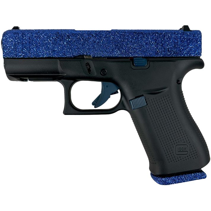 Glock PAX435204NNVY G43XSub-Compact Frame 9mm Luger 10+1 3.41" Black GMB Barrel, Navy Blue Glitter Serrated Steel Slide, Black Cerakote Polymer Frame w/Beavertail, Black Textured Grip, Ambidextrous