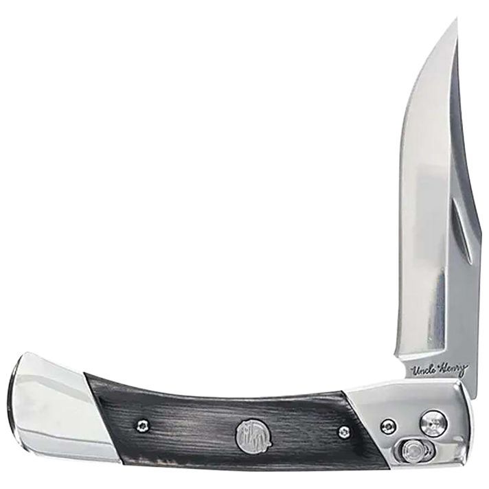 Uncle Henry 1222013 Bear Paw3.80" Folding Plain 7Cr17MoV SS Blade, Black/SS Wood Laminate Handle