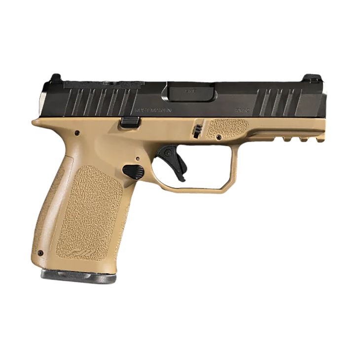 Rost Martin RM1CFDEOSP10CA RM1C *CA Compliant 9mm 10+1 4" Black Steel Barrel, Black Tenifer Optic Ready/Serrated Steel Slide, Flat Dark Earth Polymer Frame w/Picatinny Rail, Textured Grip