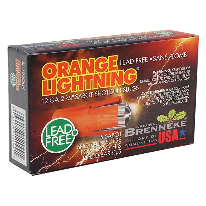 Brenneke SL122OLN Orange Lightning12Gauge 2.75" 2/3oz Slug Shot 5 Per Box/50 Case