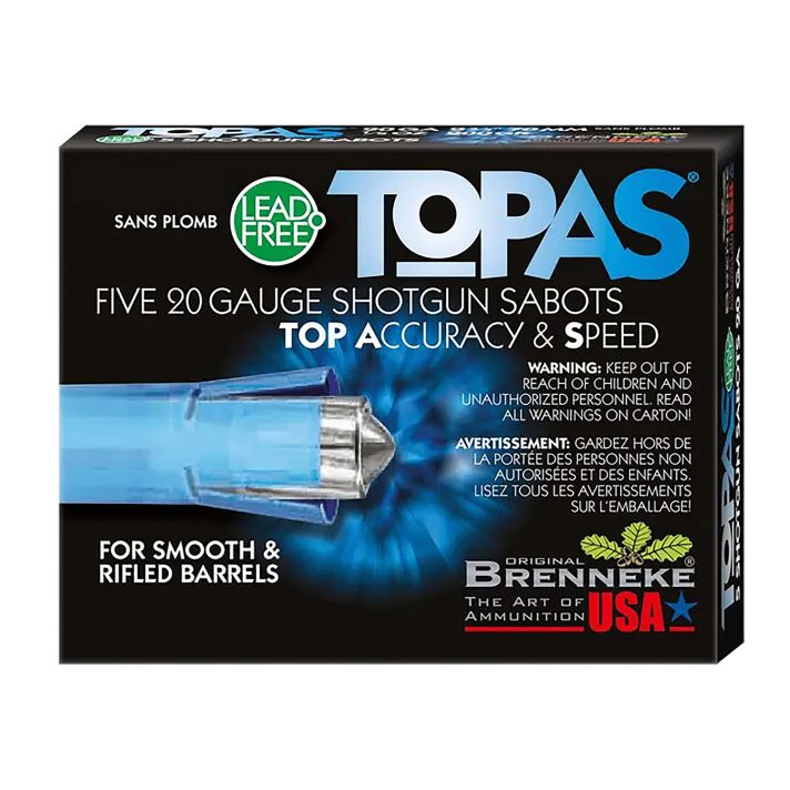 Brenneke SL202TOPN TOPAS20Gauge 2.75" 1/2oz Sabot Slug Shot 5 Per Box/50 Case