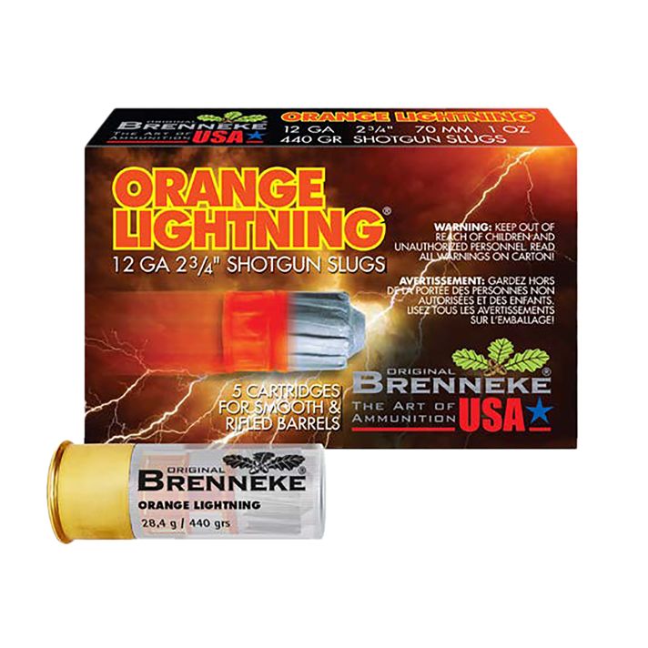 Brenneke SL122OL Orange Lightning12Gauge 2.75" 1oz Slug Shot 5 Per Box/50 Case