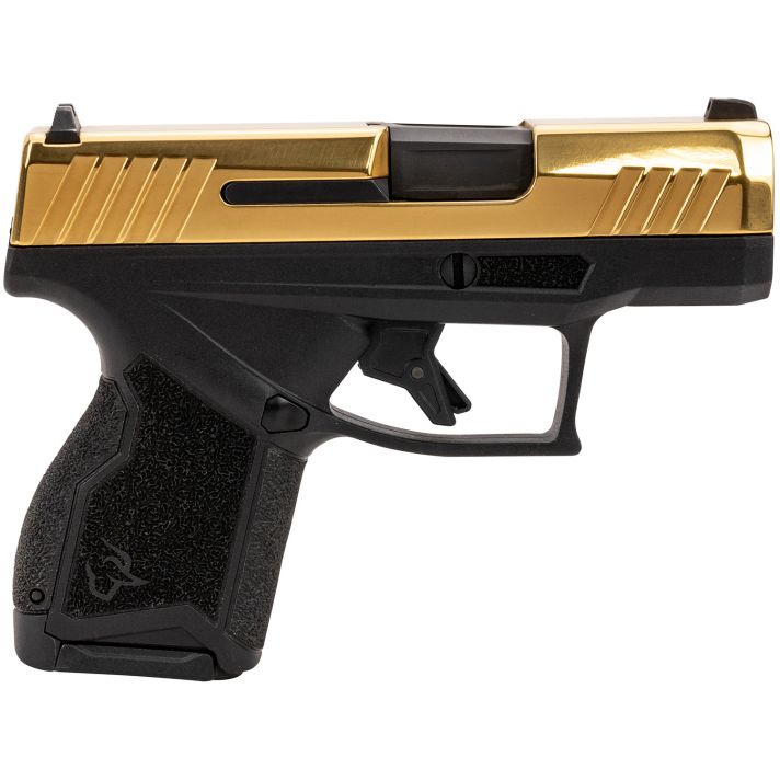 Taurus 1-GX4M931-G GX4Micro-Compact Frame 9mm Luger 13+1 3.06" Satin Black DLC Stainless Steel Barrel, Gold PVD Serrated Alloy Steel Slide, Matte Black Stainless Steel Frame, Textured Grip