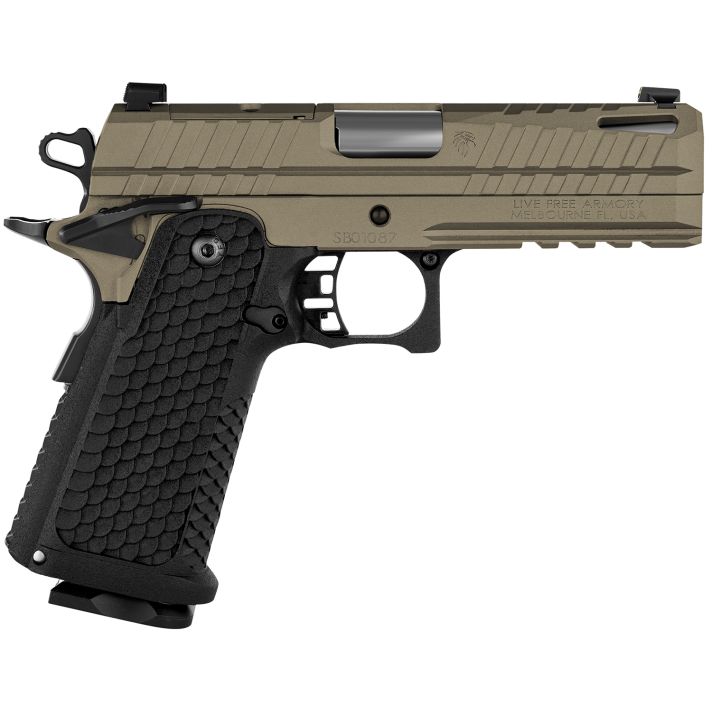 Live Free Armory LFAPF712086 Apollo 119mm 17+1 4.15" 416 Stainless Steel Slide Elite Flat Dark Earth Cerakote Black Polymer Grip
