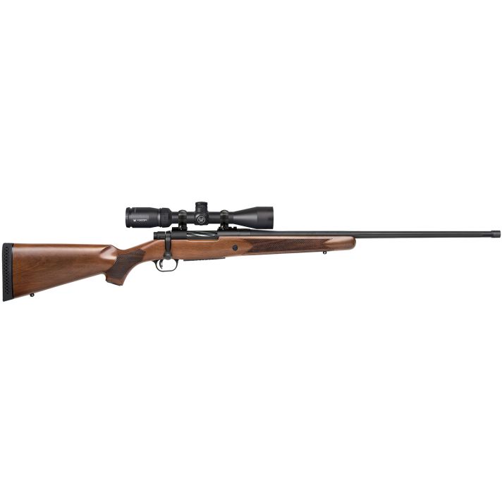 Mossberg 28237 Patriot w/Optic Full Size 6.5 PRC 4+1 24" Matte Blued Fluted Threaded Barrel, Matte Blued Drilled & Tapped Receiver, Walnut Fixed Stock, Vortex Crossfire II 3-9x40mm Scope, Right Hand