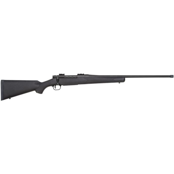 Mossberg 28248 PatriotFull Size 7mm PRC 3+1 24" Matte Blued Fluted Threaded Barrel, Drilled & Tapped Matte Blued Stainless Steel Receiver, Black Fixed Synthetic Stock
