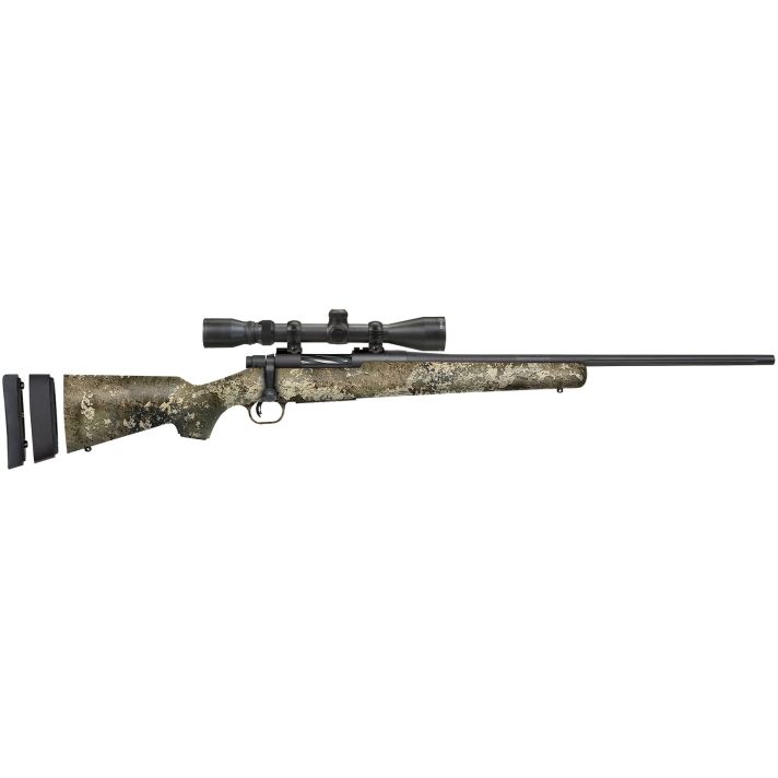 Mossberg 28257 Patriot Super Bantam w/Optic 350 Legend 4+1 22" Matte Blued Fluted Threaded Barrel, Matte Blued Drilled & Tapped Receiver, Adj LOP TrueTimber Strata Synthetic Stock, 3-9x40mm Duplex