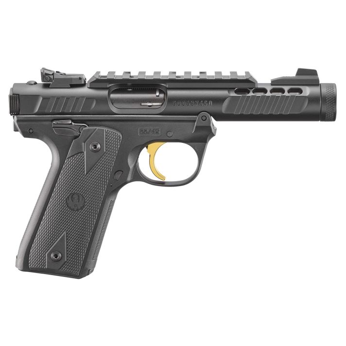 Ruger 43956 Mark IV 22/45 Lite 22 LR 10+1 4.40" Stainless Threaded Barrel, Black Anodized Serrated Slide w/Picatinny, Black Anodized Polymer Frame, Black Checkered 1911-Style Grip
