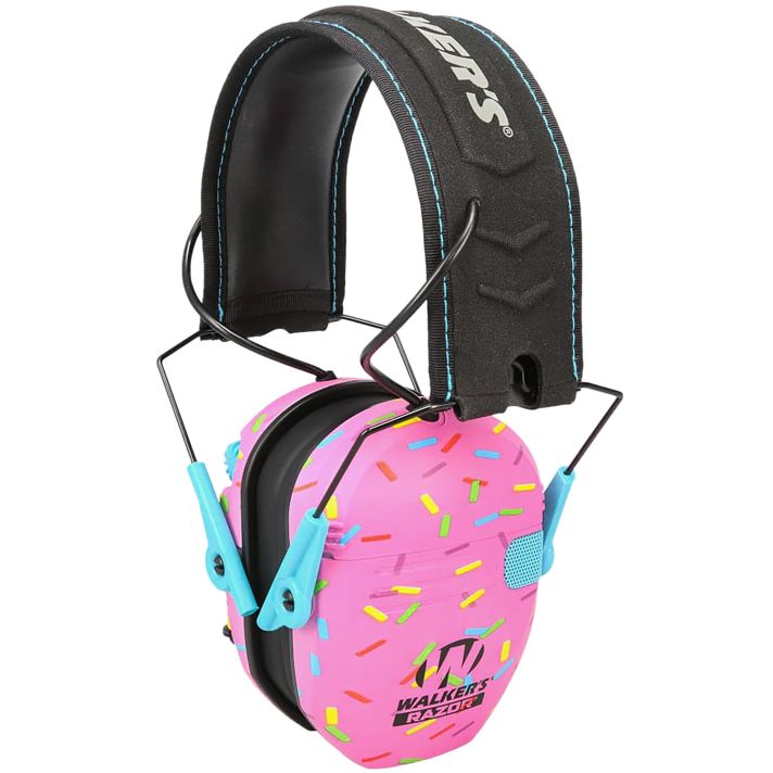 Walker's GWPRSEMSPRNKP Razor Slim Electronic Muff 23 dB Over the Head Pink Sprinkles
