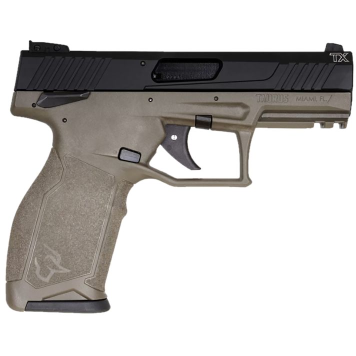 Taurus 1-2TX22141O 2TXFull Size Frame 22 LR 22+1 4.60" Matte Black Threaded Barrel, Black Anodized Serrated Slide, OD Green Polymer Frame w/Picatinny Rail, Textured Grip