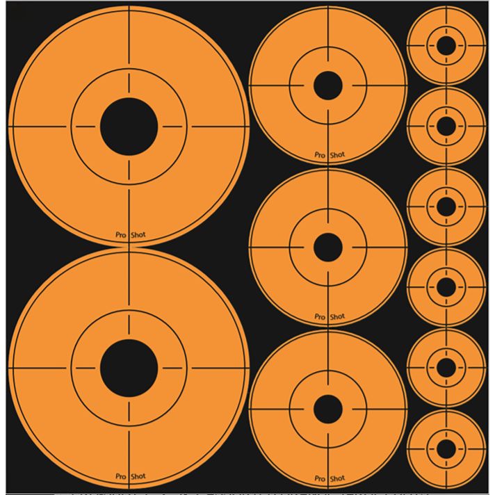 Pro-Shot ASSORTEDDOT Peel & Stick Target Dots Black/Orange 10 Pack