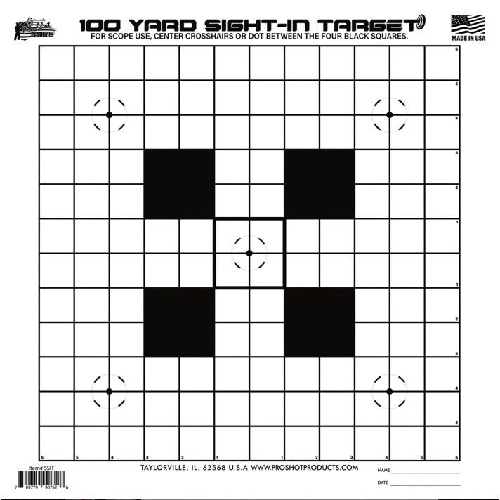 Pro-Shot SSIT12PKSight-In Hanging Heavy Paper 100yds 14" x 14" Black/White 12 Pack