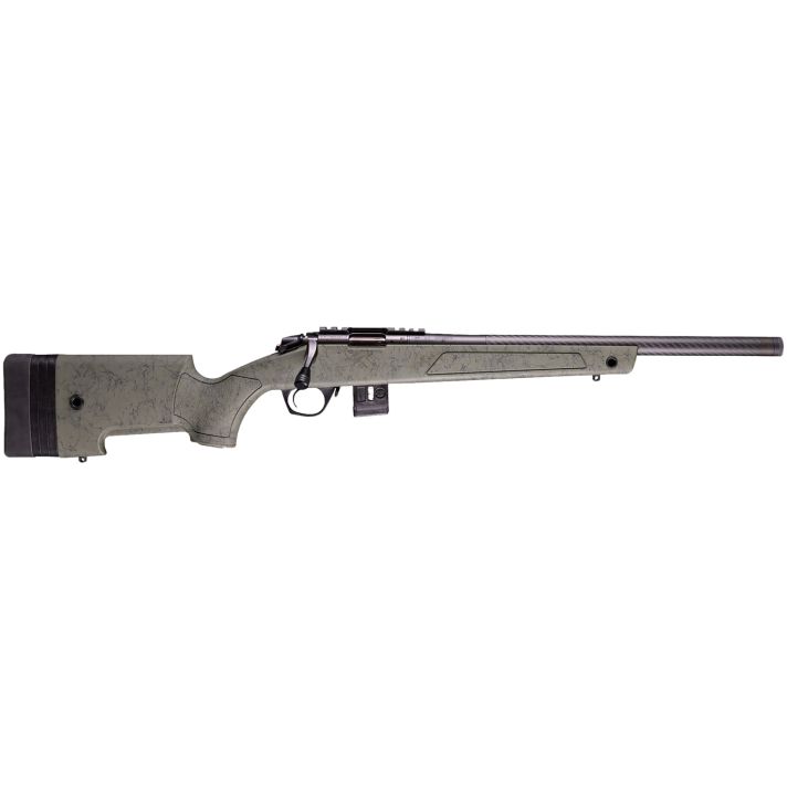 Bergara Rifles BMR012 BMR-X Carbon Fiber 17 HMR 10+1 18" Carbon Fiber Threaded Barrel, Black Cerakote Picatinny Rail Steel Receiver, Adj LOP Black w/Green Webbing Synthetic Stock