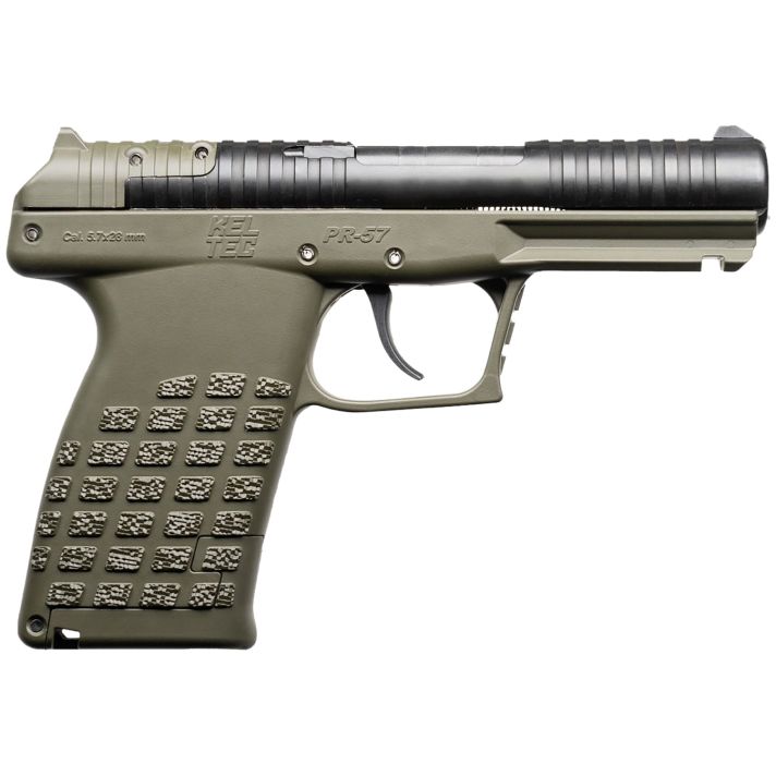 Kel-Tec PR57GRN PR57Compact Frame 5.7x28mm 20+1 4" Black Steel Barrel, OD Green Optic Ready/Serrated Slide, OD Green Textured Grip