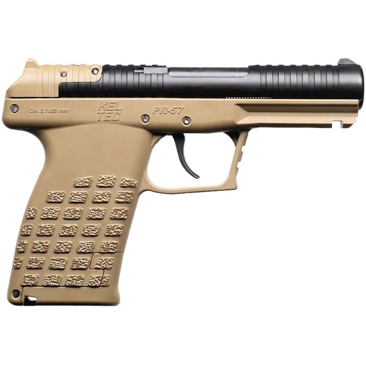 Kel-Tec PR57TAN PR57Compact Frame 5.7x28mm 20+1 4" Black Steel Barrel, Tan Optic Ready/Serrated Slide, Tan Textured Grip