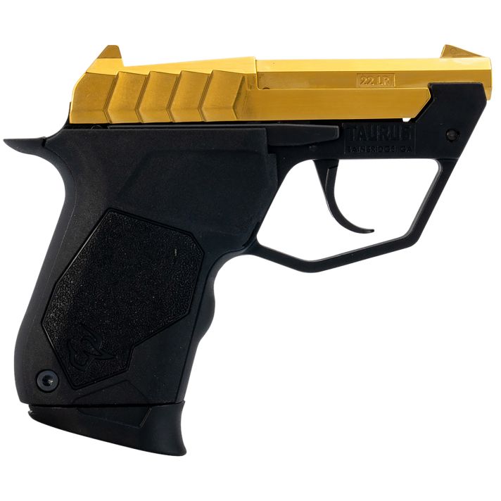 Taurus 1-22TUC13G 22TUCMicro-Compact Frame 22 LR 9+1 2.50" Polished Gold PVD Steel Tip-Up Barrel, Gold PVD Serrated Stainless Steel Slide, Black Polymer Frame, Black Polymer Grip