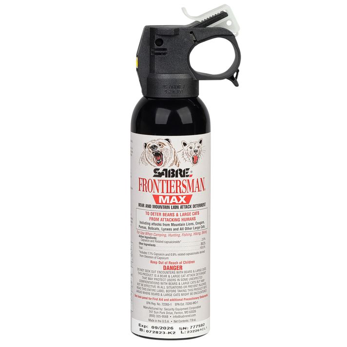 Sabre FBADX03 Frontiersman Bear & Mountain Lion Spray Capsaicinoids Range 40ft 7.90 oz