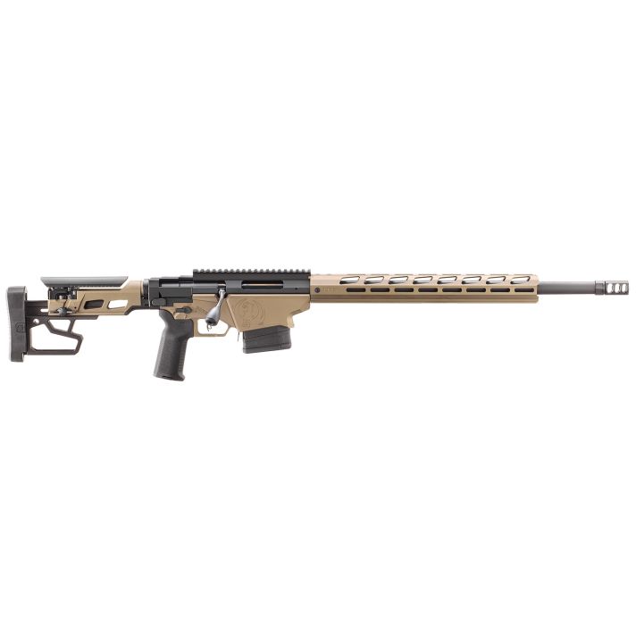Ruger 18104 Precision308 Win 10+1 20" Black Threaded Barrel, Smoked Bronze Cerakote Picatinny Rail Steel Receiver, M-LOK Handguard, Adj Folding Black Stock, Magpul K2-XL Grip