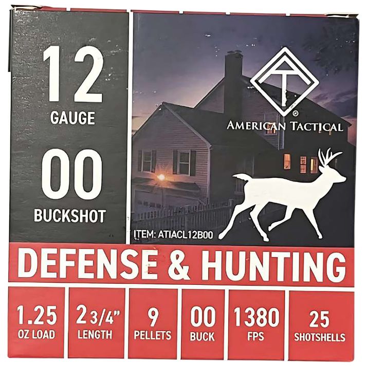 ATI ATIACL12B00 12Gauge 2.75" 1 1/4oz 00Buck Shot 25 Per Box/10 Case