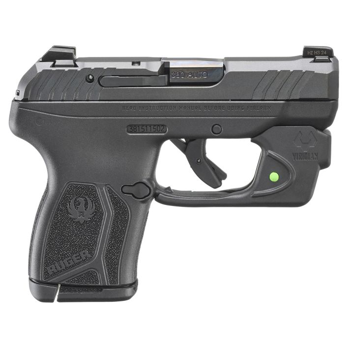 Ruger 13751 LCP Max w/Laser Compact Frame 380 ACP 10+1 2.80" Black Oxide Alloy Steel Barrel & Serrated Alloy Steel Slide, Black Polymer Frame, Viridian E-Series Red Laser