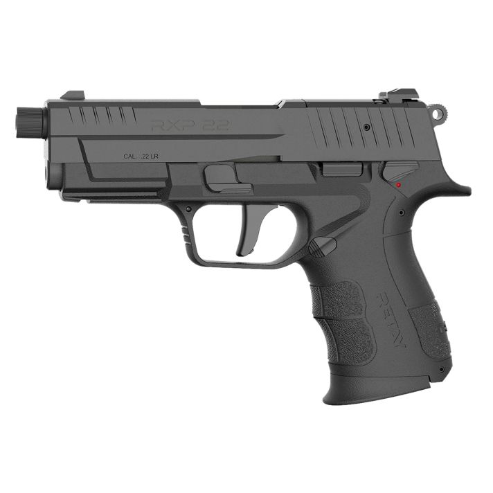 Retay USA RXP22BLK13TH RXP22 LR 13+1 4" Black Threaded Barrel, Black Cerakote RMR/RMSc Optic Ready/Serrated Slide & Polymer Frame w/Accessory Rail, Textured Grip
