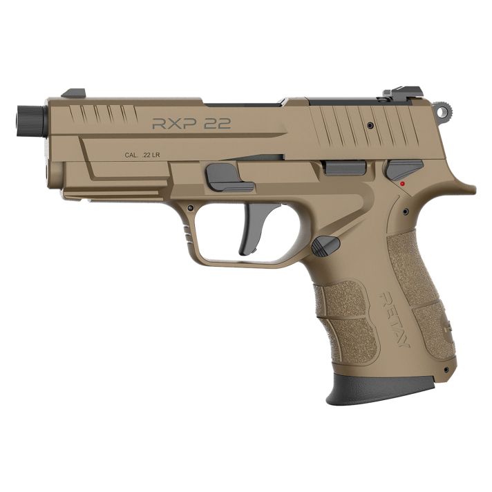 Retay USA RXP22FDE10TH RXP22 LR 10+1 4" Black Threaded Barrel, Flat Dark Earth Cerakote RMR/RMSc Optic Ready/Serrated Slide, Flat Dark Earth Cerakote Polymer Frame w/Accessory Rail, Textured Grip