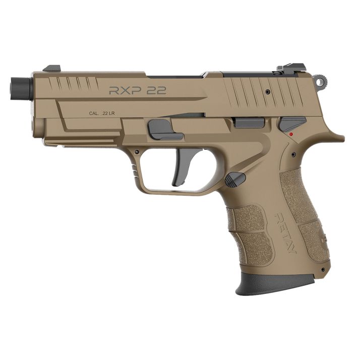 Retay USA RXP22FDE13TH RXP22 LR 13+1 4" Black Threaded Barrel, Flat Dark Earth Cerakote RMR/RMSc Optic Ready/Serrated Slide, Flat Dark Earth Cerakote Polymer Frame w/Accessory Rail, Textured Grip