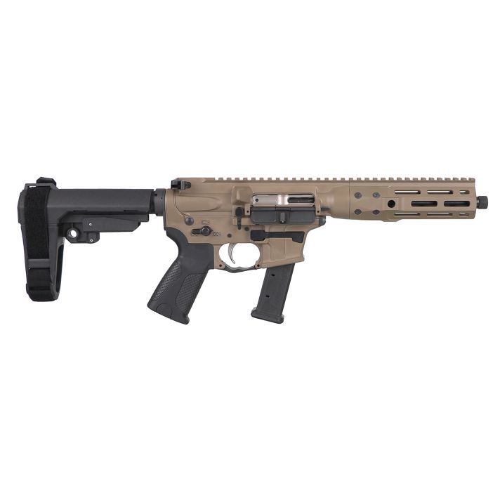 LWRC ICP9CK8SBA3 IC-99mm Luger 8.50" 33+1 Black Nitride Threaded Barrel, Flat Dark Earth Anodized Aluminum Picatinny Rail Receiver, SB Tactical SBA3 Brace, LWRC Ultra Combat Grip, Ambidextrous