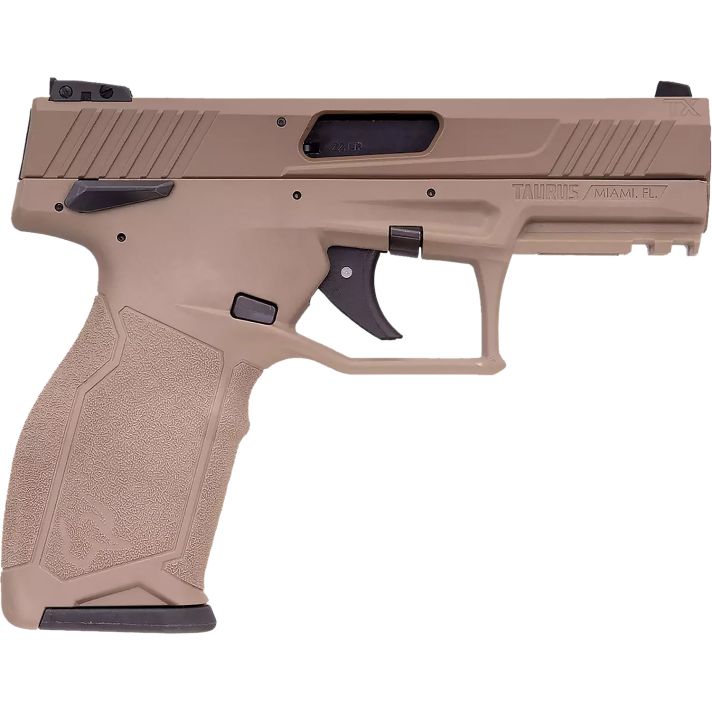 Taurus 1-2TX22141F 2TXFull Size Frame 22 LR 22+1 4.60" Matte Black Threaded Barrel, Black Anodized Serrated Slide, Flat Dark Earth Polymer Frame w/Picatinny Rail, Textured Grip