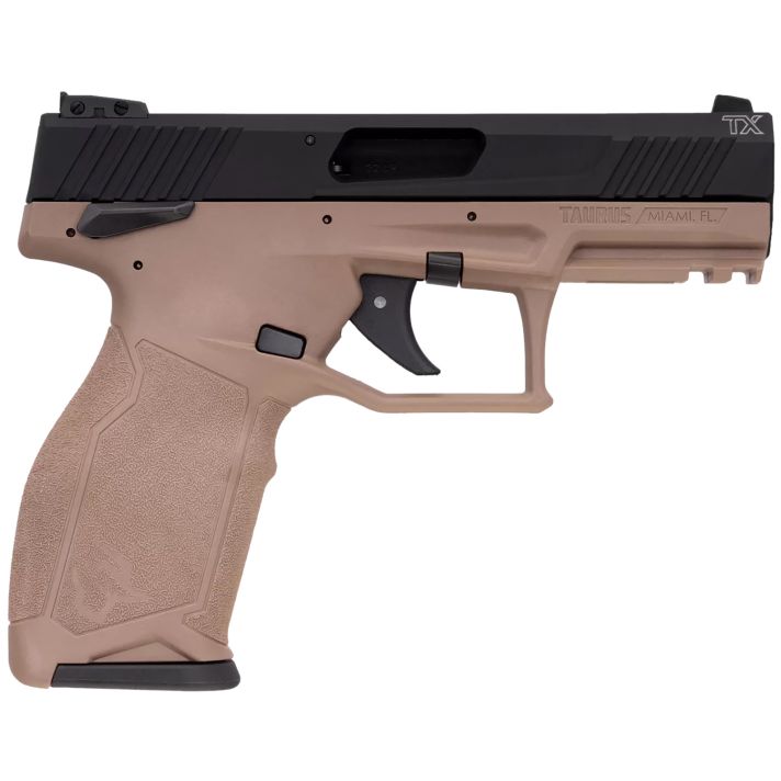 Taurus 1-2TX22141F-10 2TXFull Size Frame 22 LR 10+1 4.60" Matte Black Threaded Barrel, Black Anodized Serrated Slide, Flat Dark Earth Polymer Frame w/Picatinny Rail, Textured Grip