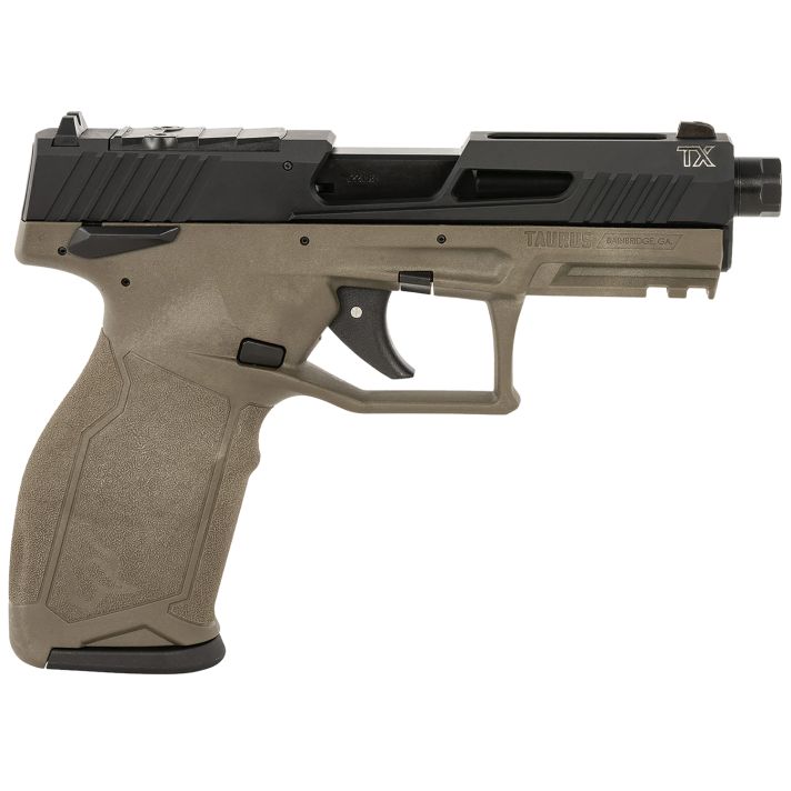 Taurus 1-2TX22P141O-10 TX22 T.O.R.O. 22 LR 10+1 4.60" Matte Black Threaded Barrel, Black Hard Coat Anodized Optic Ready/Serrated Slide, OD Green Polymer Frame w/Picatinny Rail, Textured Grip