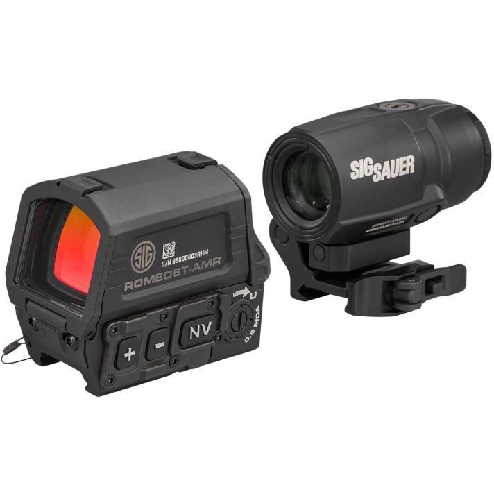 Sig Sauer Electro-Optics SORJ8T101 Romeo8T- AMR W/Juliet3T Micro Magnifier Black 1x40mm/3x22mm Quad Ballistic Circle Dot 2.0 Reticle