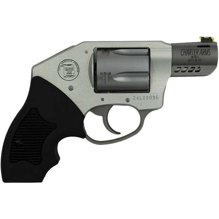 Charter Arms 53801 Off Duty Coyote 380 ACP 5rd 2" Matte Stainless Ported Barrel & Cylinder, Anodized Aluminum Frame, Black Finger Grooved Rubber Grip, Concealed Hammer