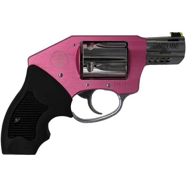 Charter Arms 53812 Off Duty Coyote 380 ACP 5rd 2" Stainless Ported Barrel, High Polished Cylinder, Pink Aluminum Frame, Black Finger Grooved Rubber Grip, Concealed Hammer