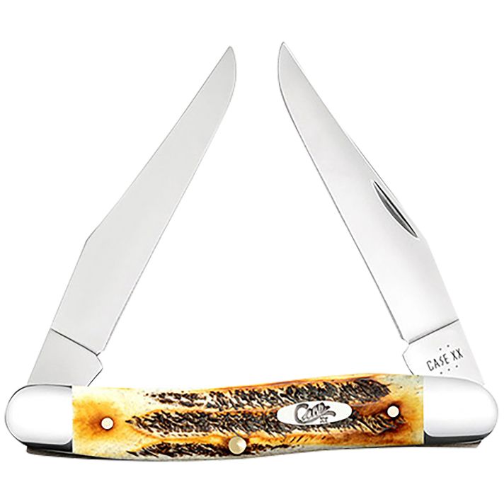 Case 65346 Muskrat2.90" Folding Clip Point Plain Polished Tru-Sharp SS Blade, Burnt Dark Amber 6.5 BoneStag Handle
