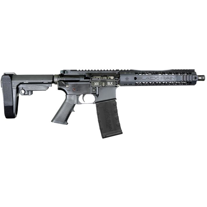 Black Rain OrdnanceSpec15300 Blackout 30+1 10.50" Black Nitride Steel Barrel, 10" M-LOK Handguard, Black Anodized Aluminum Picatinny Rail Receiver, Tactical SBA3 Brace, Black G.I. Grip