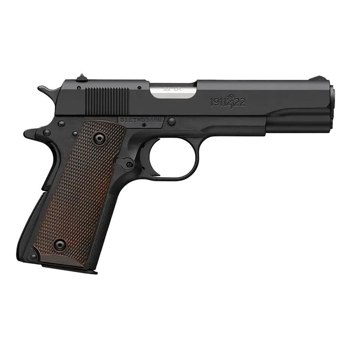Browning 051063490 1911-22 A1 Full Size Frame 22 LR 10+1 4.25" Stainless Steel Barrel, Matte Black Serrated Slide, Matte Black Aluminum Frame, Brown Composite Grip