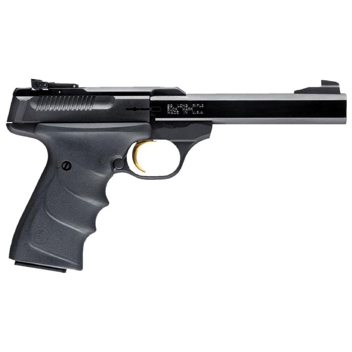 Browning 051407490 Buck Mark Standard *CA Compliant 22 LR 10+1 5.50" Slab Side Barrel, Matte Black Serrated Steel Slide & Aluminum Frame, Black Overmolded Grips