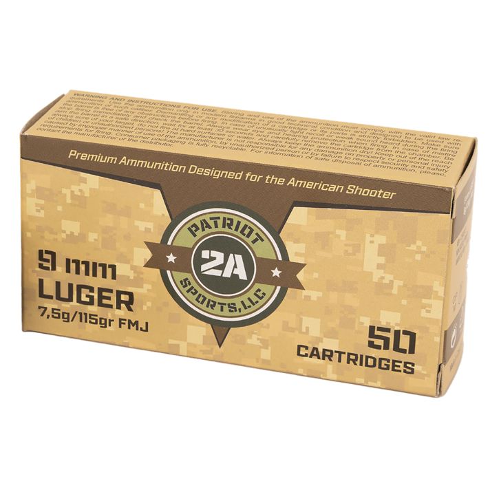 PATRIOT SPORTS LLC P9MM115F 9mm 115gr Full Metal Jacket 50 Per Box/20 Case