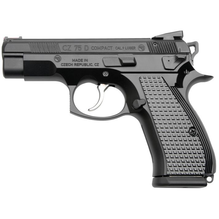 Cz Custom Shop 91048 CZ 75 D PCR Compact Frame 9mm Luger 15+1 3.90" Steel Barrel Black, Serrated Black Slide, Polycoat Aluminum Frame w/Beavertail, Black Checkered Aluminum Grip