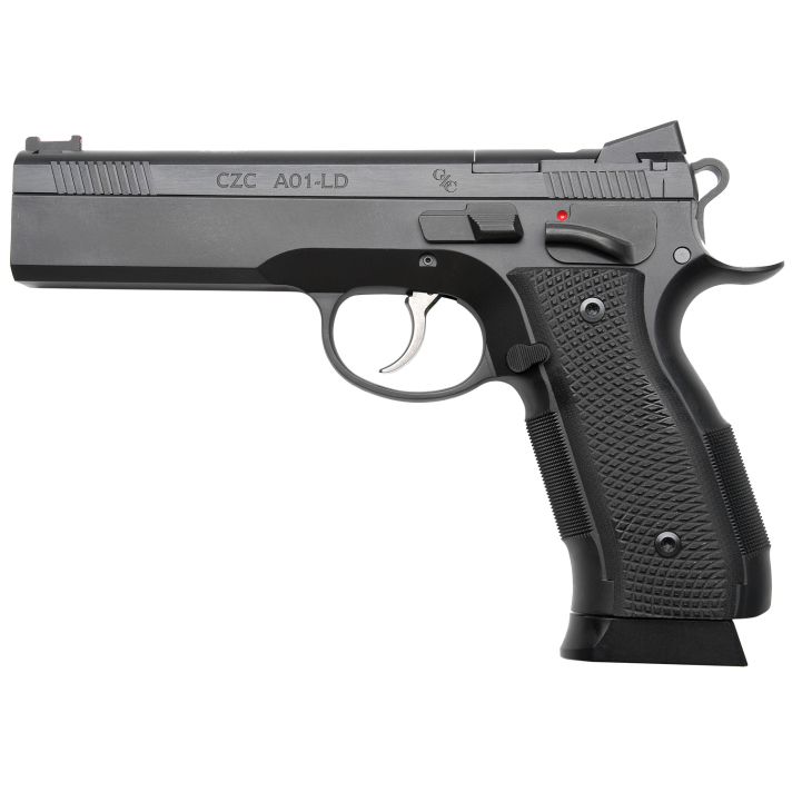 Cz Custom Shop 96336 A01-LD9mm Luger 19+1 5" Match Grade Bull Barrel, Black Optic Cut/Serrated Steel Slide, Black Polycoat Steel Frame w/Beavertail, Black G10 Grip, Long Dustcover