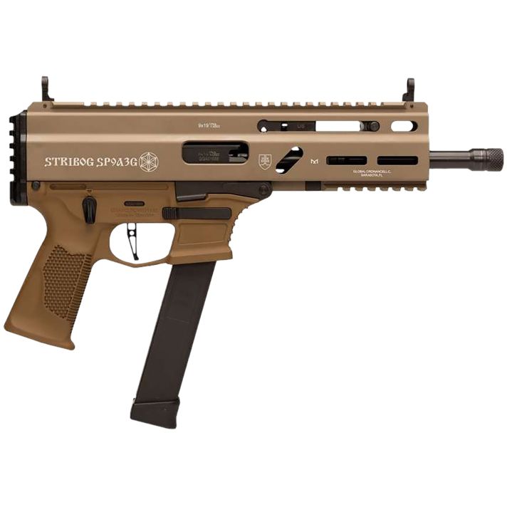 Grand Power 810091157992 SP9A3 Stribog 9mm Luger 30+1 16" Black Threaded Barrel, M-LOK Handguard, Flat Dark Earth Aluminum Picatinny Rail Receiver, Polymer Side Folding Stock, FDE Polymer Grip