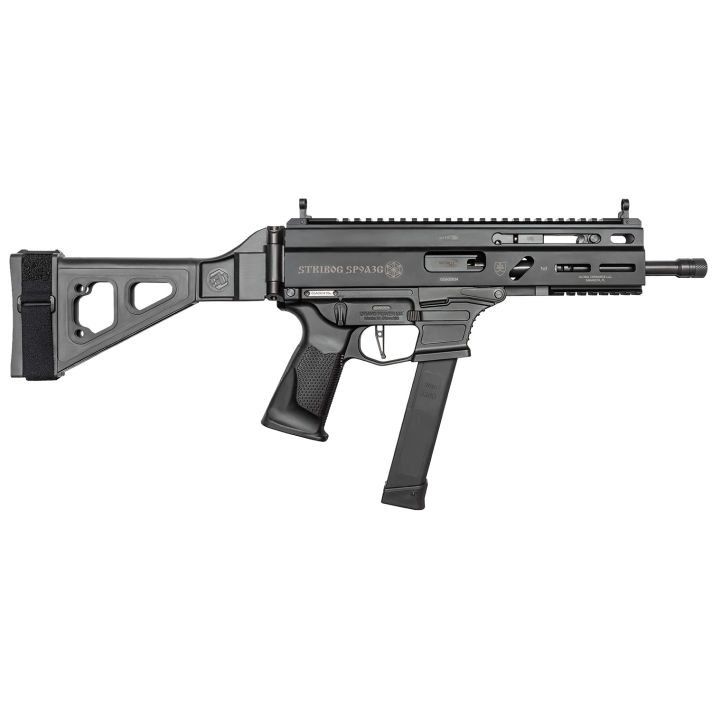 Grand Power 810091152850 Stribog SP9A3G 9mm Luger 8" Black, SB Tactical Brace
