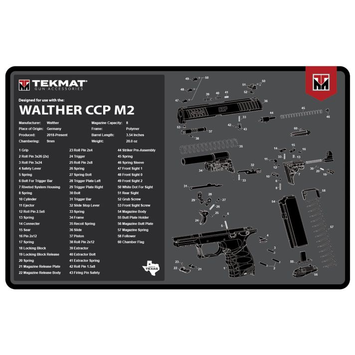 TekMat TEKR17WALCCPM2 Walther CCP M2 Cleaning Mat Black/White Rubber 11"x17" Walther CCP M2 Parts Diagram