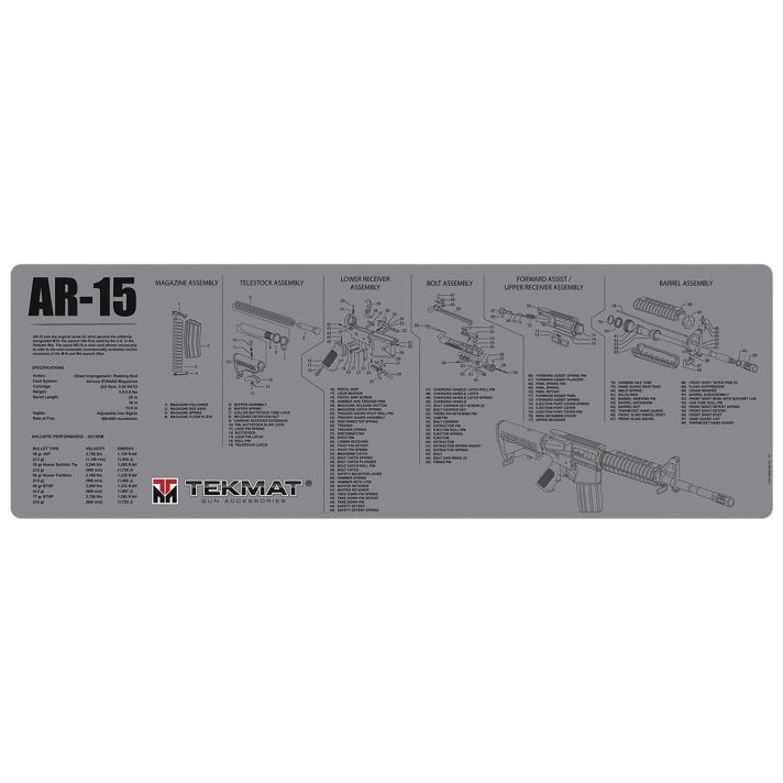 TekMat TEKR36AR15GY AR-15 Cleaning Mat Gray Rubber 12"x36" AR-15 Parts Diagram