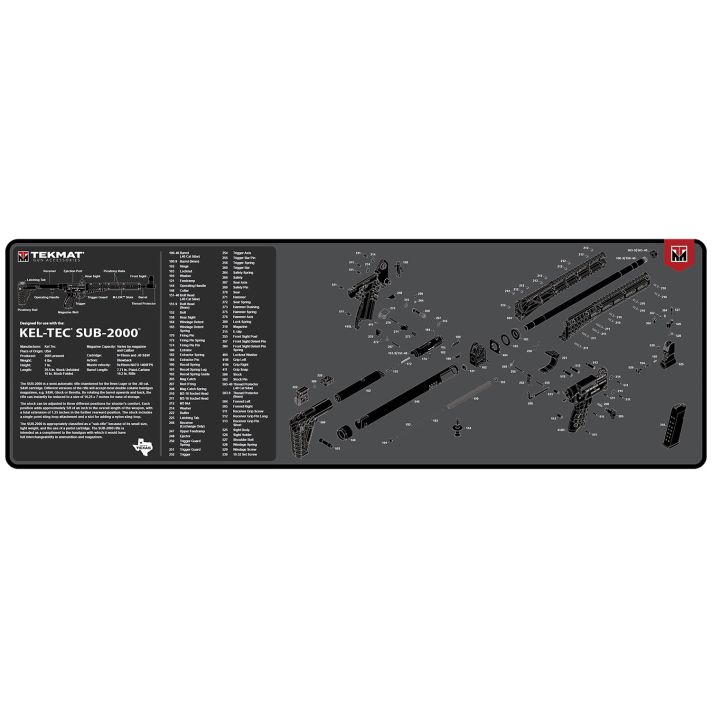 TekMat TEKR36KELSUB2 Kel-Tec SUB2000 Cleaning Mat Black/White Rubber 12"x36" Kel-Tec SUB2000 Parts Diagram