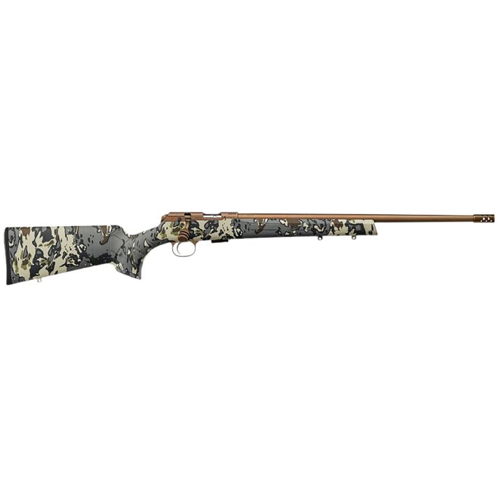 CZ-USA 02322 CZ 457 American Hunter 22 LR 5+1 20" Bronze Cerakote Steel Barrel, Bronze Cerakote Drilled & Tapped Steel Receiver, Veil Camo Fixed Synthetic Stock