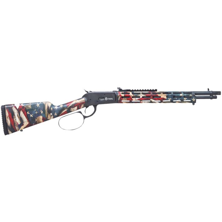 Citadel CIT44LVRUSA Levtac 92 44 Mag 8+1 16.50" Matte Black Threaded Barrel & Steel Receiver w/Picatinny Rail, Fixed Respect Camo (American Flag) Synthetic Stock, Right Hand