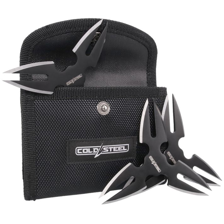 Cold Steel CSTH15STR3PK Throwing StarsThree 1.50" Black Oxide 420 Stainless Steel Blades Includes Sheath
